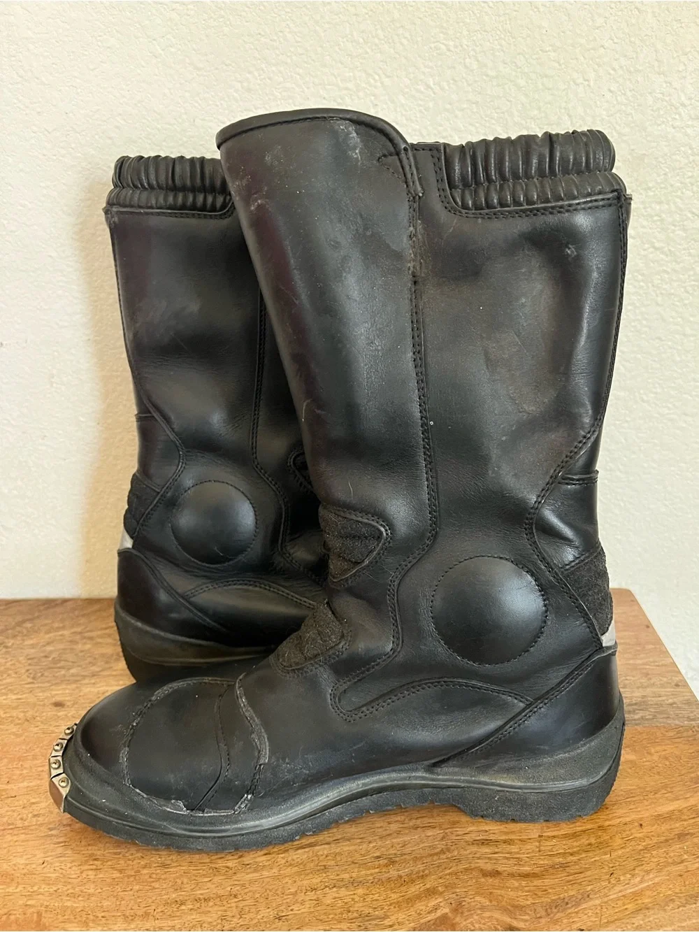 BMW Motorcycle Black Leather Boots Size 45